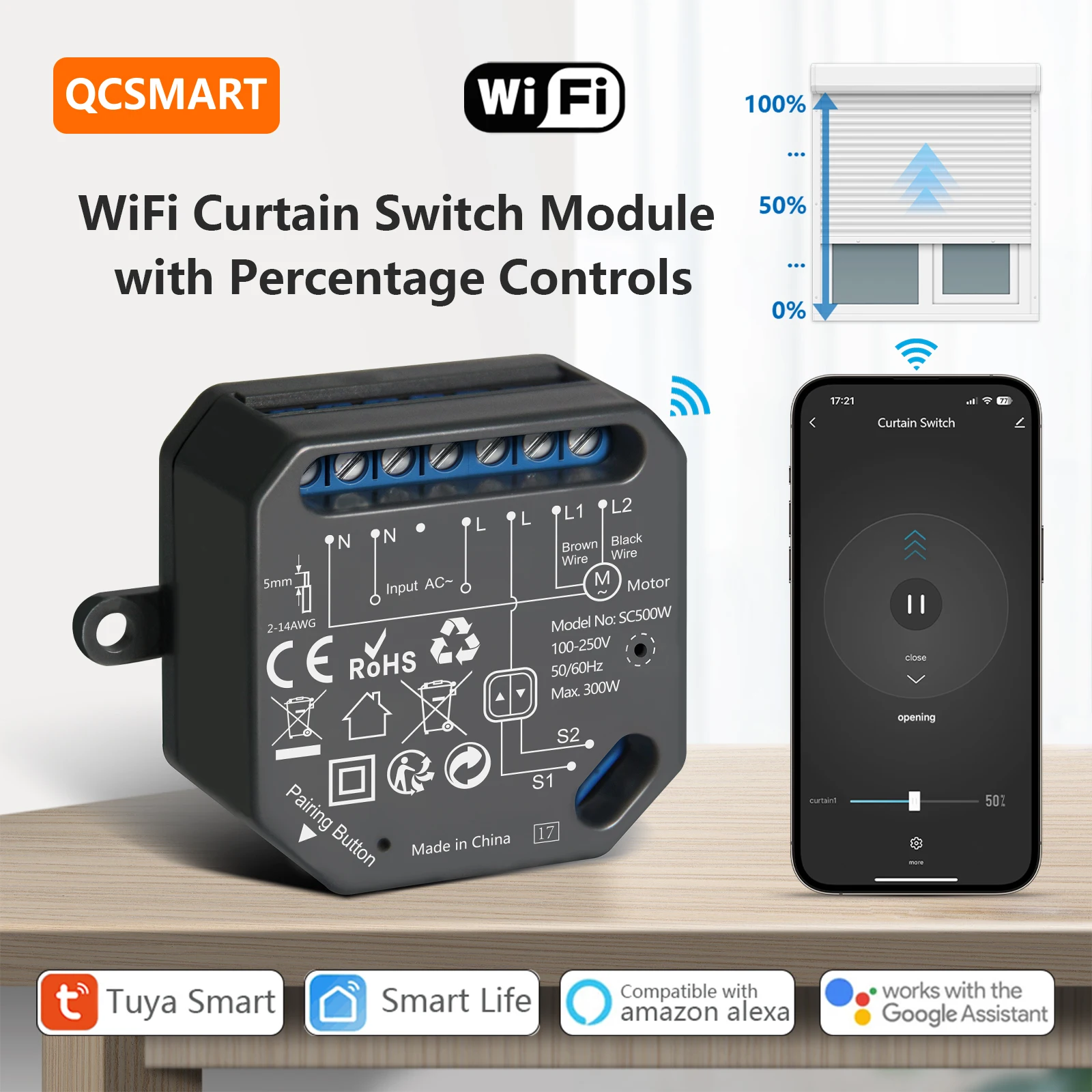 

Tuya Smart Life Curtain Switch Relay Module Percentage Control Work with Google Home Assistant Alexa