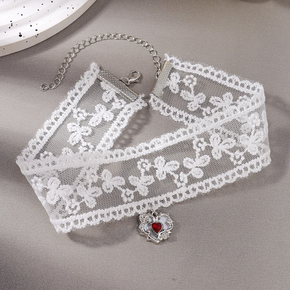 Aihua Gothic Victoria Schwarzes Herz Halskette für Frauen Punk Vintage Ästhetische Grunge Y2K Spitze Halskette Choker Schmuck Geschenke – Detail 9