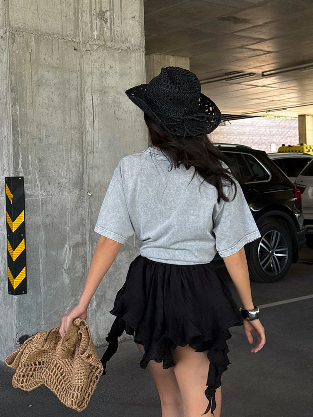 NO LIMITS Oversized Light Gray T-Shirt Water Washing Process Largesized Women's T-Shirt Casual Slogan Drop Sleeve Cotton Tee