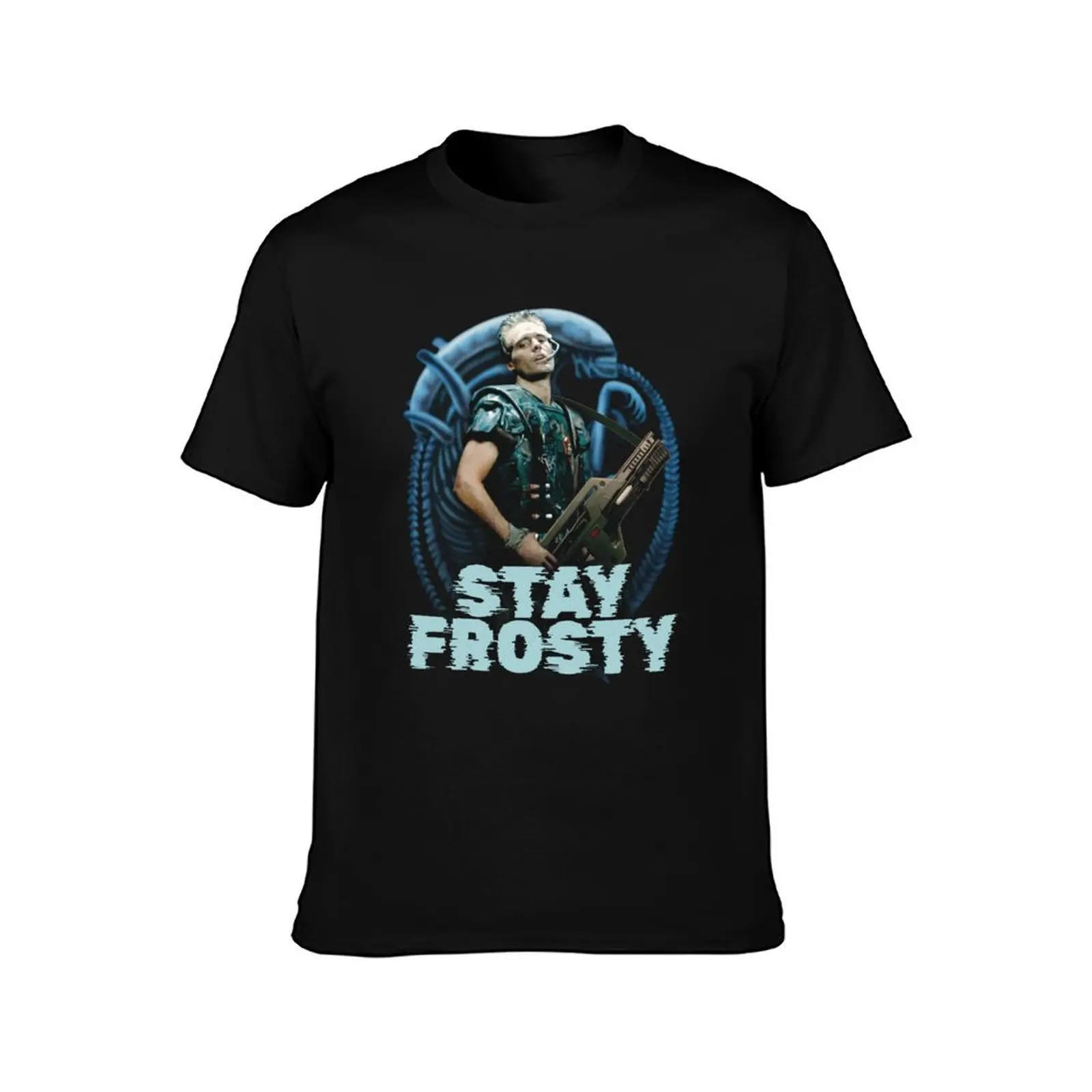 Aliens (1986) quote: Stay Frosty T-Shirt Basic Solid Color Short Sleeve Cotton Top T-Shirt