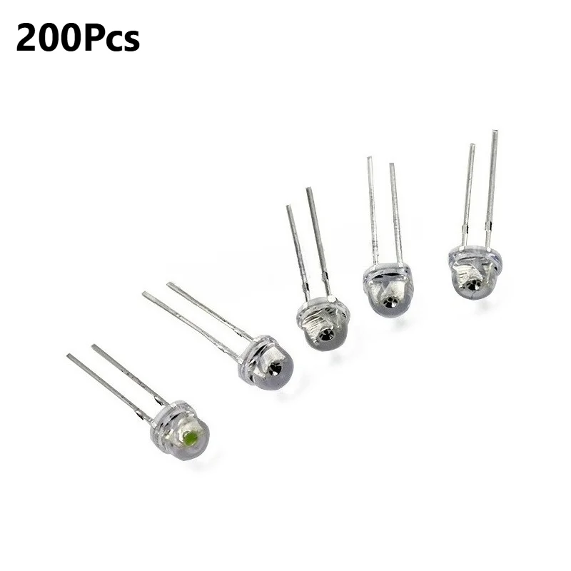 5MM Straw Hat LED Diode Kit 200Pcs 5 Colors x 40Pcs Red White Blue Yellow Ultra Green for Arduino DIY