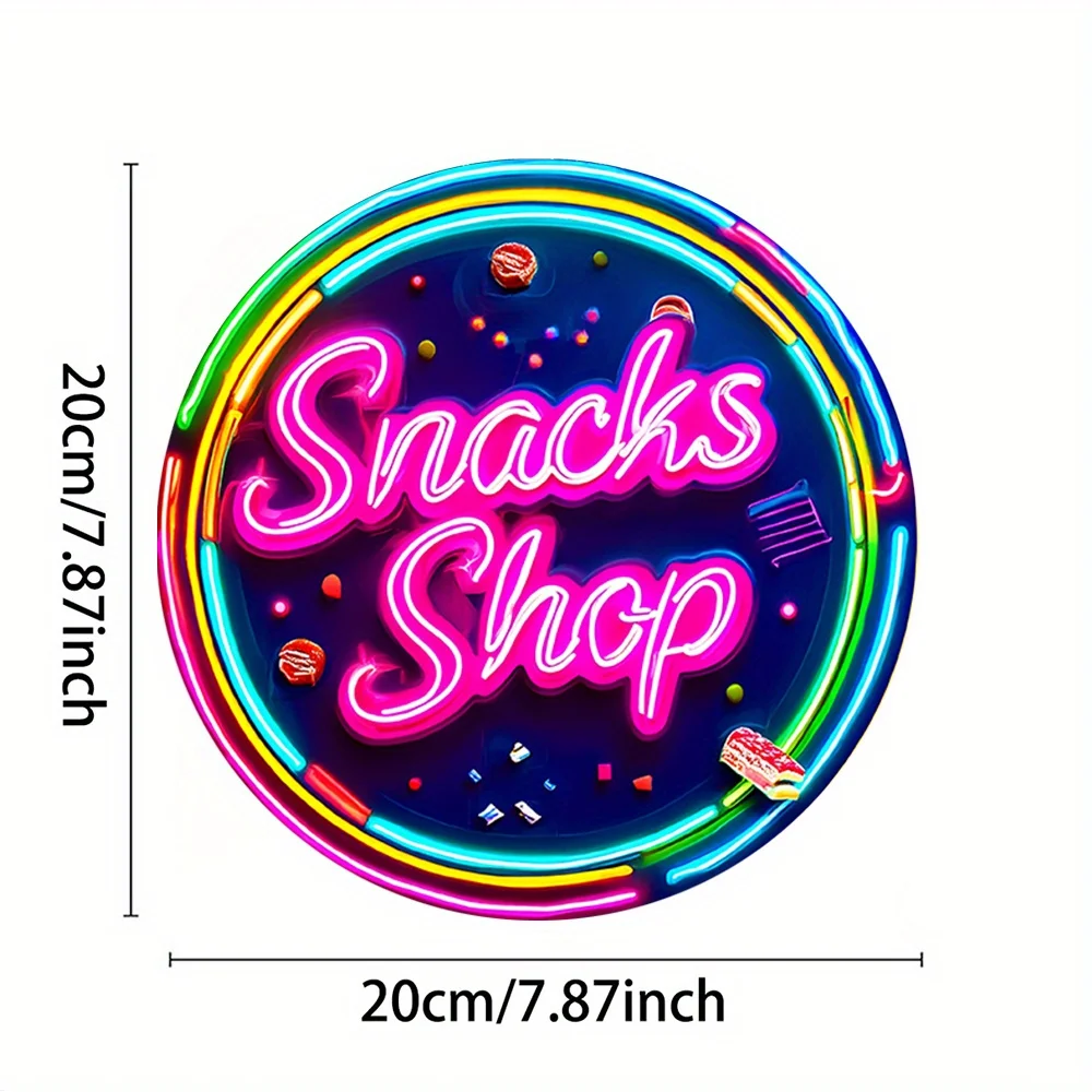 2D Flat - 2D Plane - A Vibrant Neon-Style Sign Perfect for Snack Shops, Featuring a Colorful Design of Candy And Fries. This 7.2