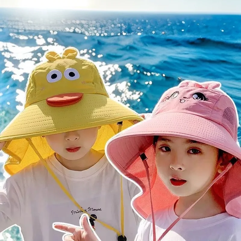 قبعات أطفال الربيع والصيف الأطفال قبعة الحماية من الشمس الأشعة فوق البنفسجية حماية قبعة بحافة الفتيان والفتيات طفل قبعة الشمس الرضع قبعة الشمس 2