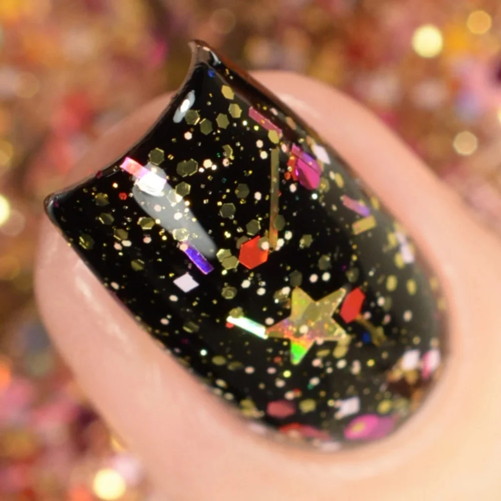 2024 New Christmas Gel Nail Polish Glitter Top Coat No Wipe Stars Moon Silver Gel Varnish Finish All for Manicure Sparkle Shine