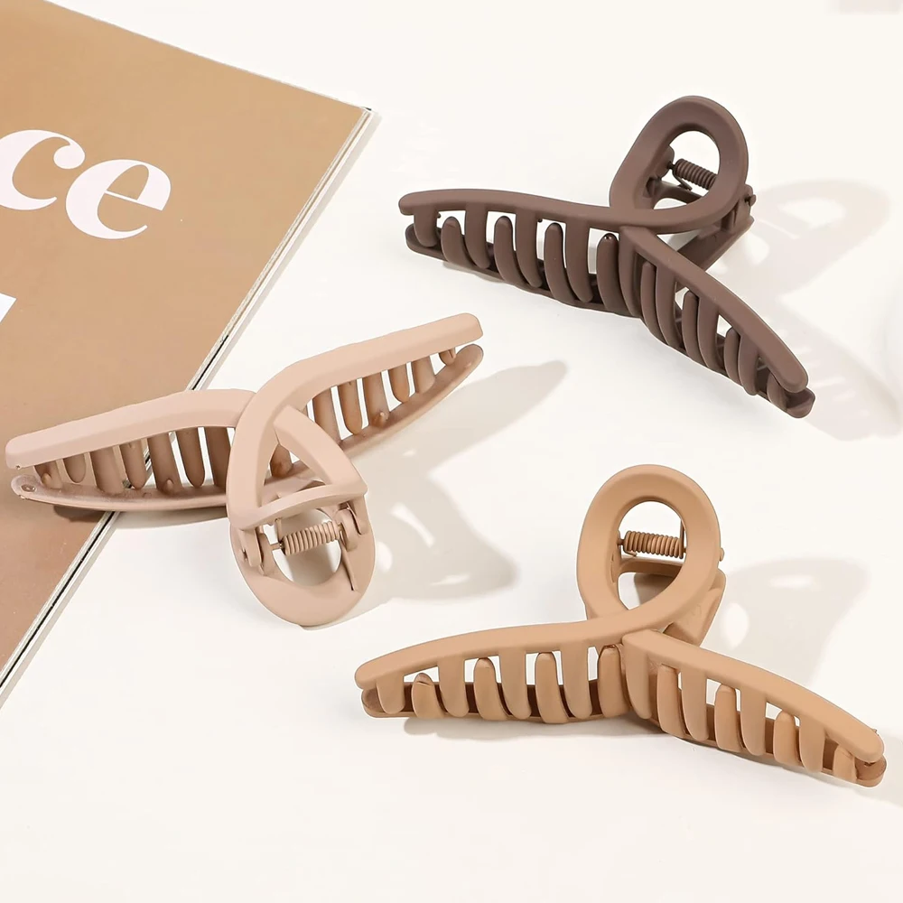 

Elegant Rectangle Solid Color Hair Claws Middle Sizes Non-Slip Women Matte Frosted Jaw Clamp For Thick Long Hair Party Headwear