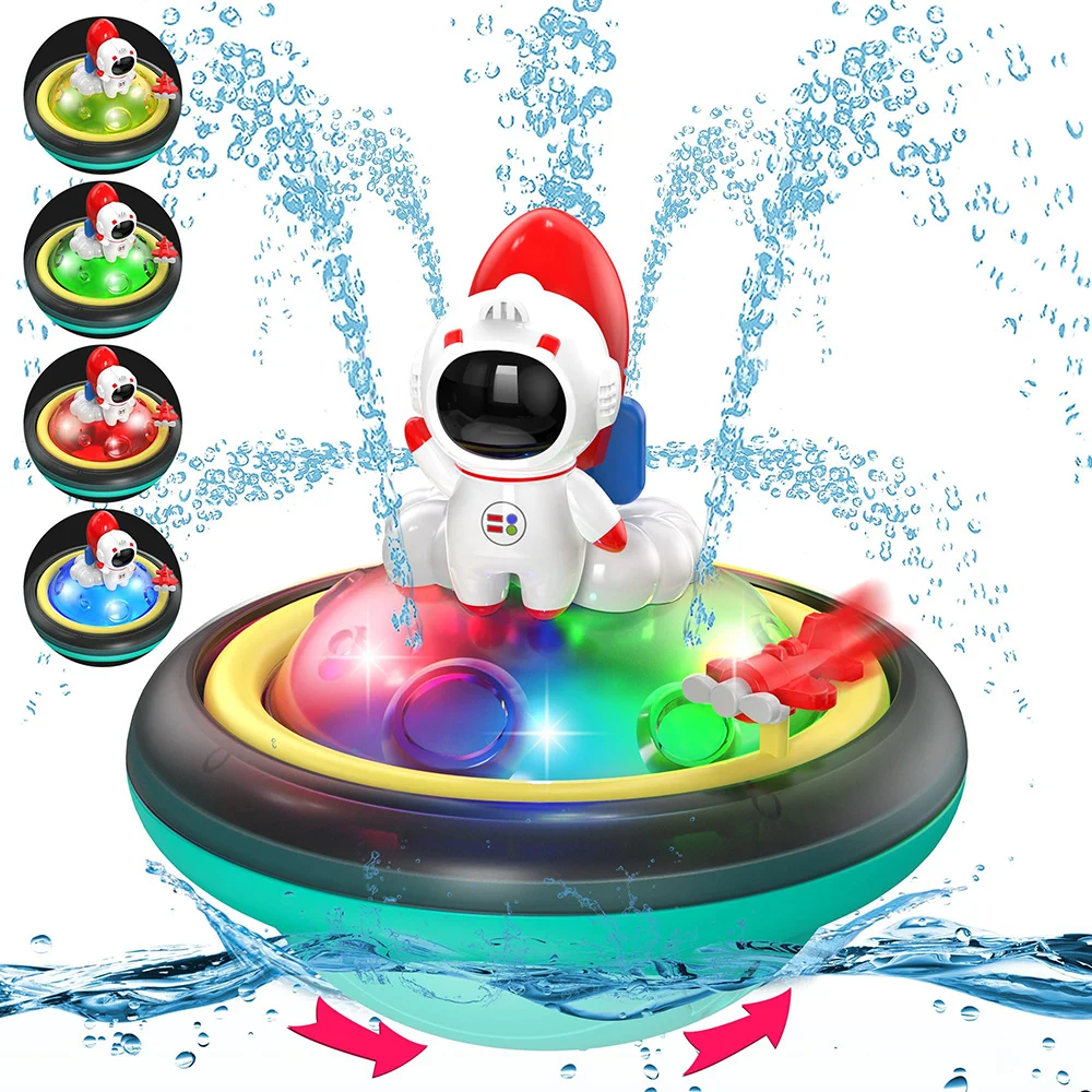 Baby Bath Toys Spray Water Rotation Light up Automatic Induction Sprinkler Shower with LED Bathtub Pool Toys for Toddlers Gift