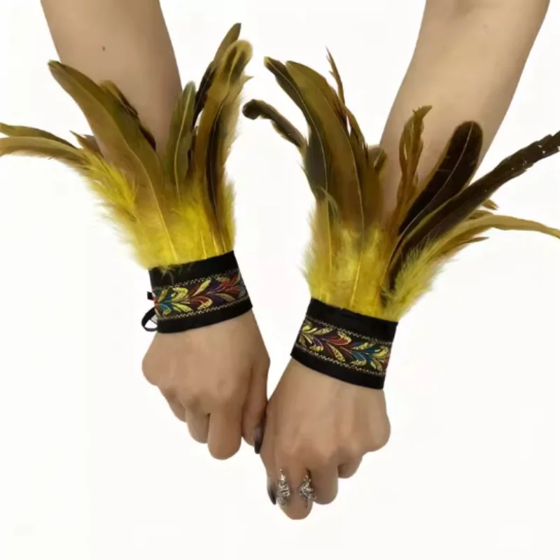 

Готические перьевые нарукавники-манжеты для борцов и гладиаторов, реквизит для костюмов на Хэллоуин, модные этнические нарукавники для косплея