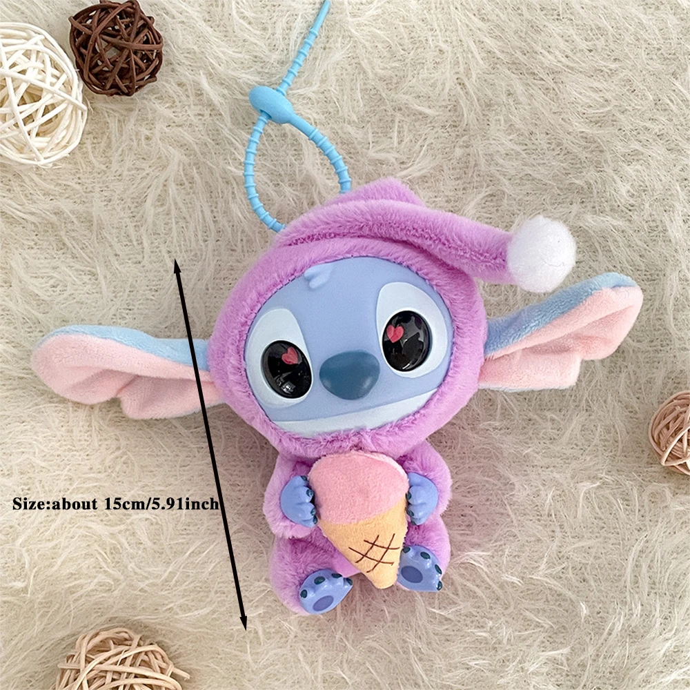 Lilo & Stitch Vinyl Plush Doll Pendant Disney Pajamas Stitch Cute Key Ring Cartoon Plushies Bag Keychain Gifts Kids Toys image 6