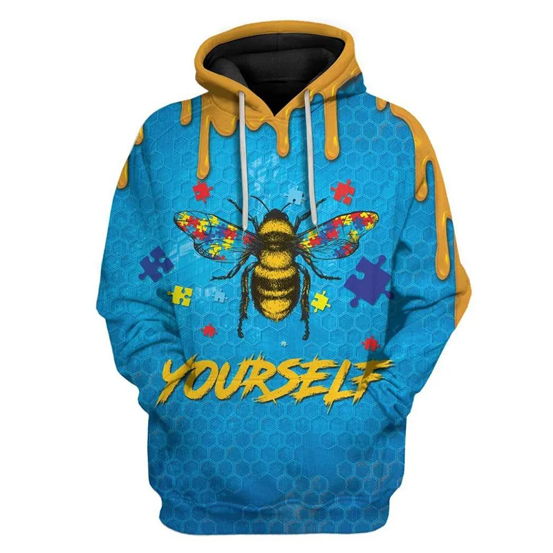 New Winter 3D Animal Bee Honeybee Printing New In Hoodies & Sweatshirts Children Fashion Funny Streetwear Hooded Hoody Clothing