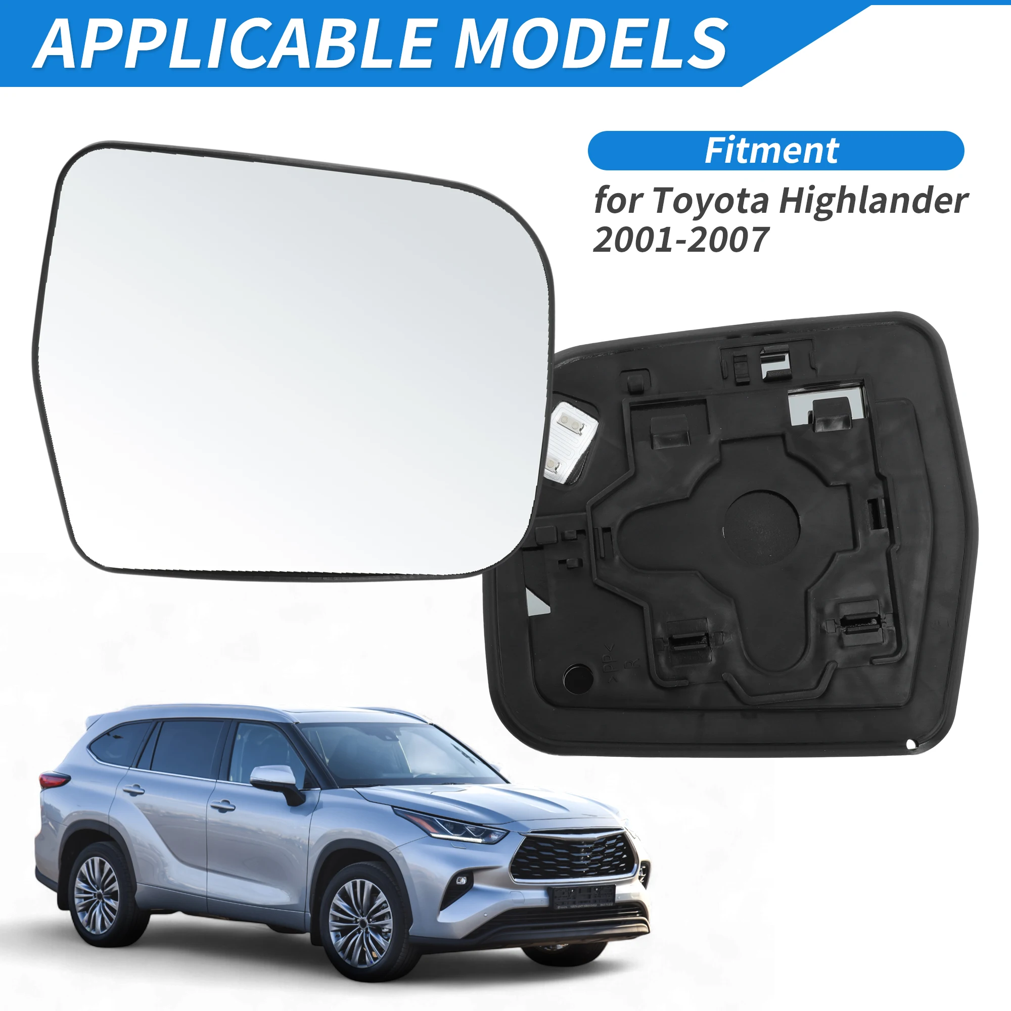 

UXCELL правое пассажирское зеркало с подогревом и крылом, замена стекла для Toyota Highlander 2001-2007, зеркало заднего вида