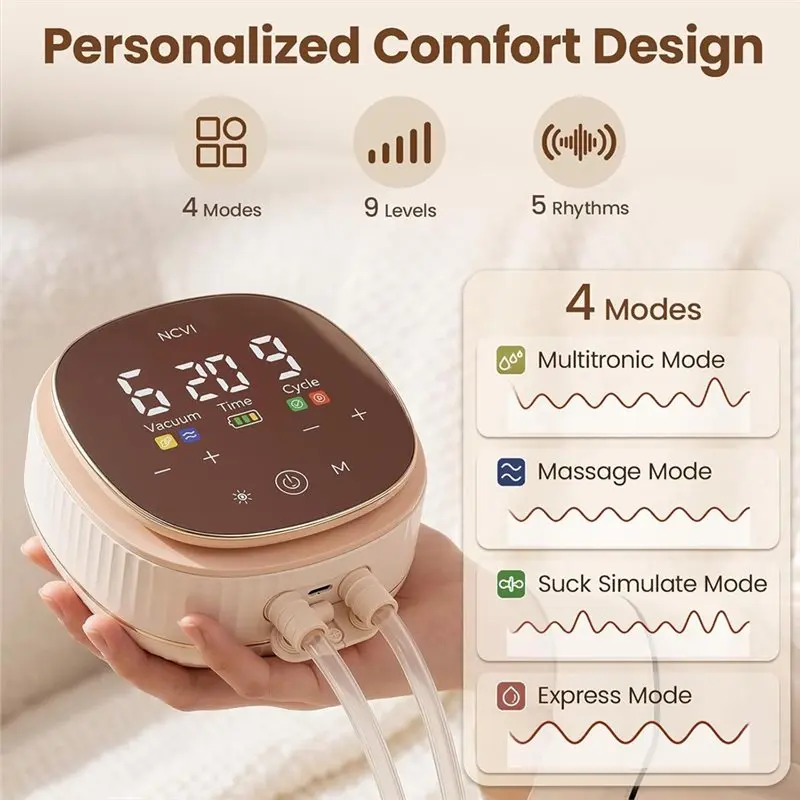 ABUM-Electric 2-In-1 Wearable& Bottle Cup Breast Pump With 4 Modes, 9 Settings, Level 4400Mah Battery Capacity