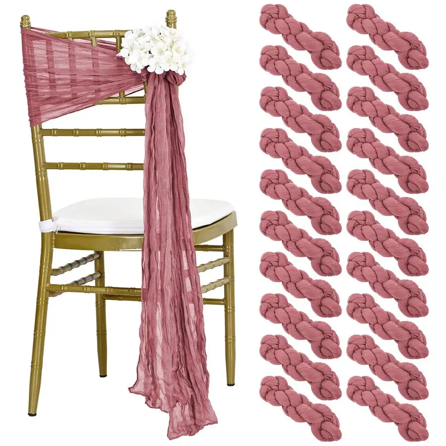 

20 упаковок тканевых лент для стульев цвета пыльной розы, украшения для проходов на свадьбу, декор для вечеринок