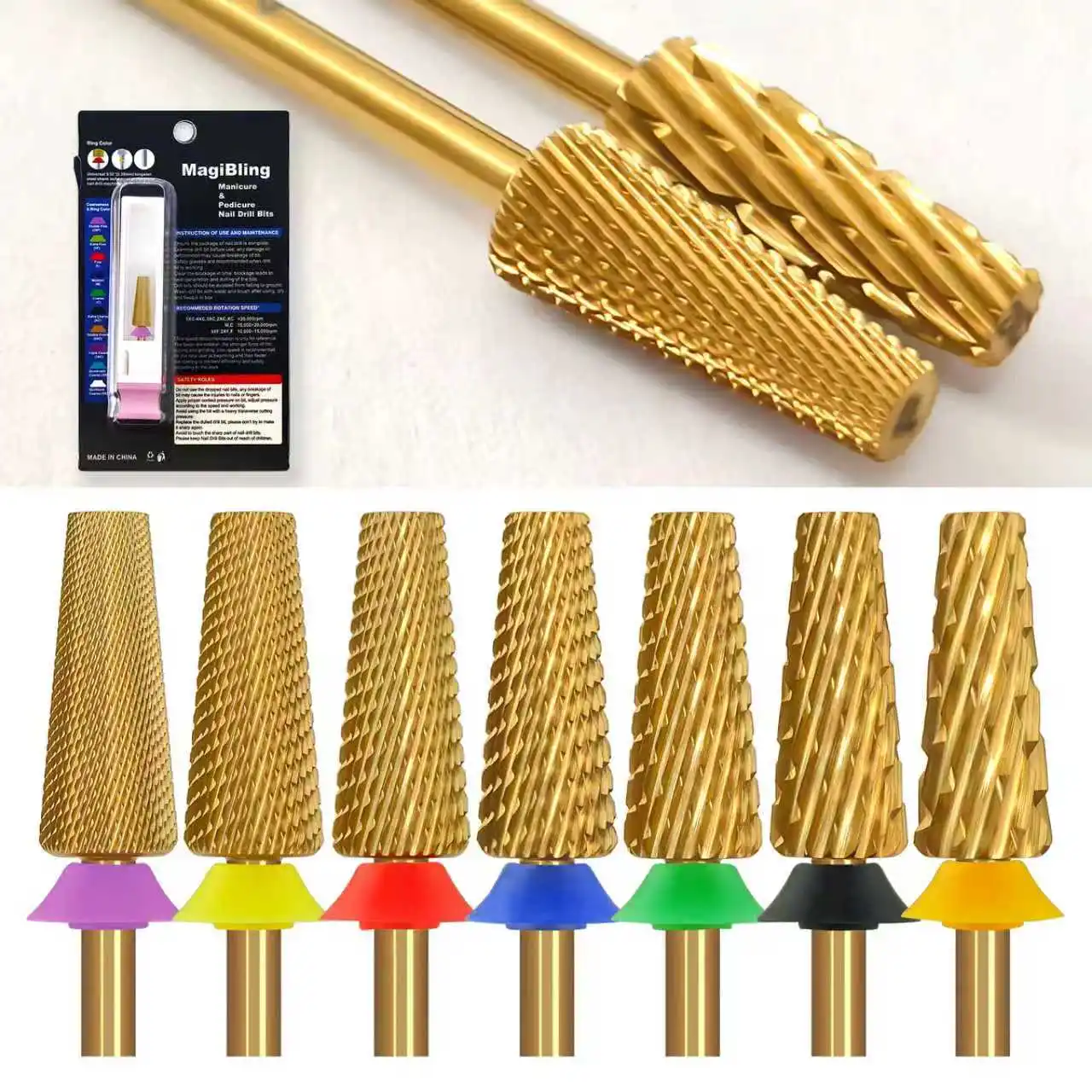 

MagiBling Nail Drill Bits Cross Cut Carbide Tapered Barrel Right Left Hand Acrylic Cutter Soft Gel Removal Manicure Tool 3/32''