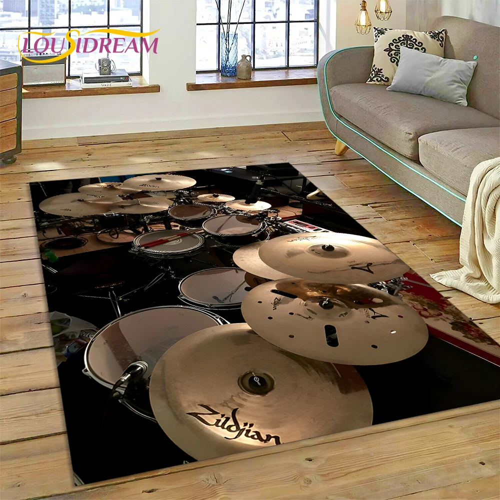 Drum Kit Music Instruments Drum Set Carpet Rug for Home Living Room Bedroom Sofa Doormat Decor,kids Area Rug Non-slip Floor Mat