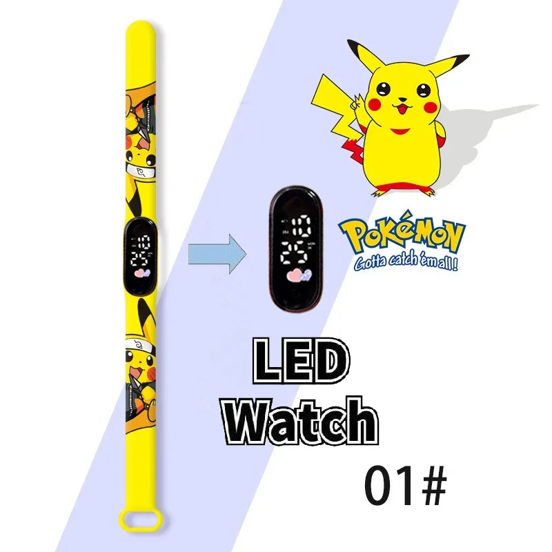 Pokémon Digital Watch for Kids, Silicone LED Watch, Puzzle Toys, Presentes para Crianças, Anime, Pikachu, Squirtle, Eevee, Charizard, Estudante, Novo