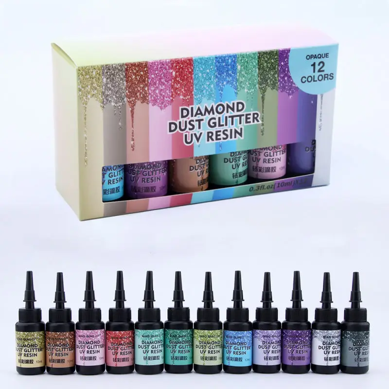 6/12/24colors UV Resin Glue Kits Diamond Flash UV Glue Ultraviolet Curing DIY Pearlescent Jewelry Making Supplie Quick-Drying