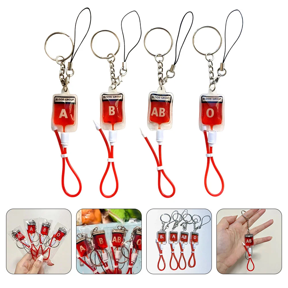 4 Pcs Keychain Hanging Decoration Novelty Pendant For Telephone Purse Stainless Steel Rings Office