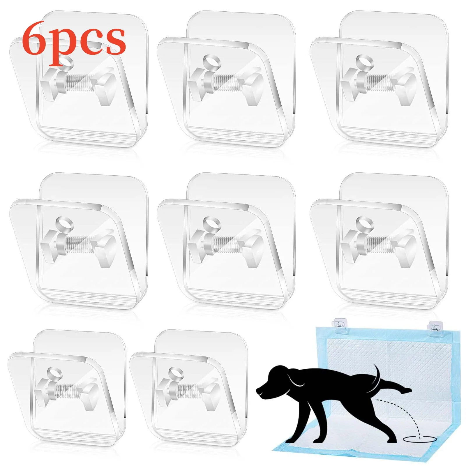 4/6Pcs Wall Pee Pad Holder Clear Dog Potty Training Pad Holder Invisible Puppy Pad Holder Sticky Pee Pad Wall Clips