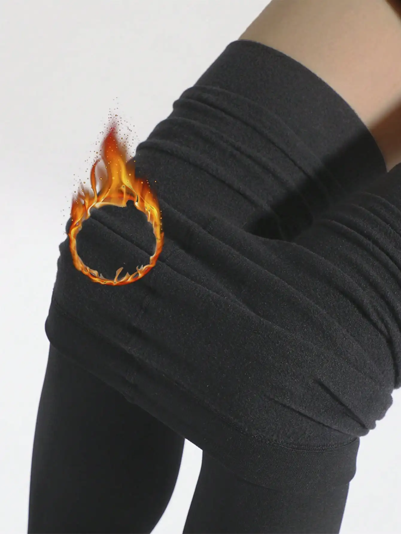 1Pair Plus Size Women Black Light Fleece Lined Thermal Tights High Waist Warm Winter Christmas Pantyhose