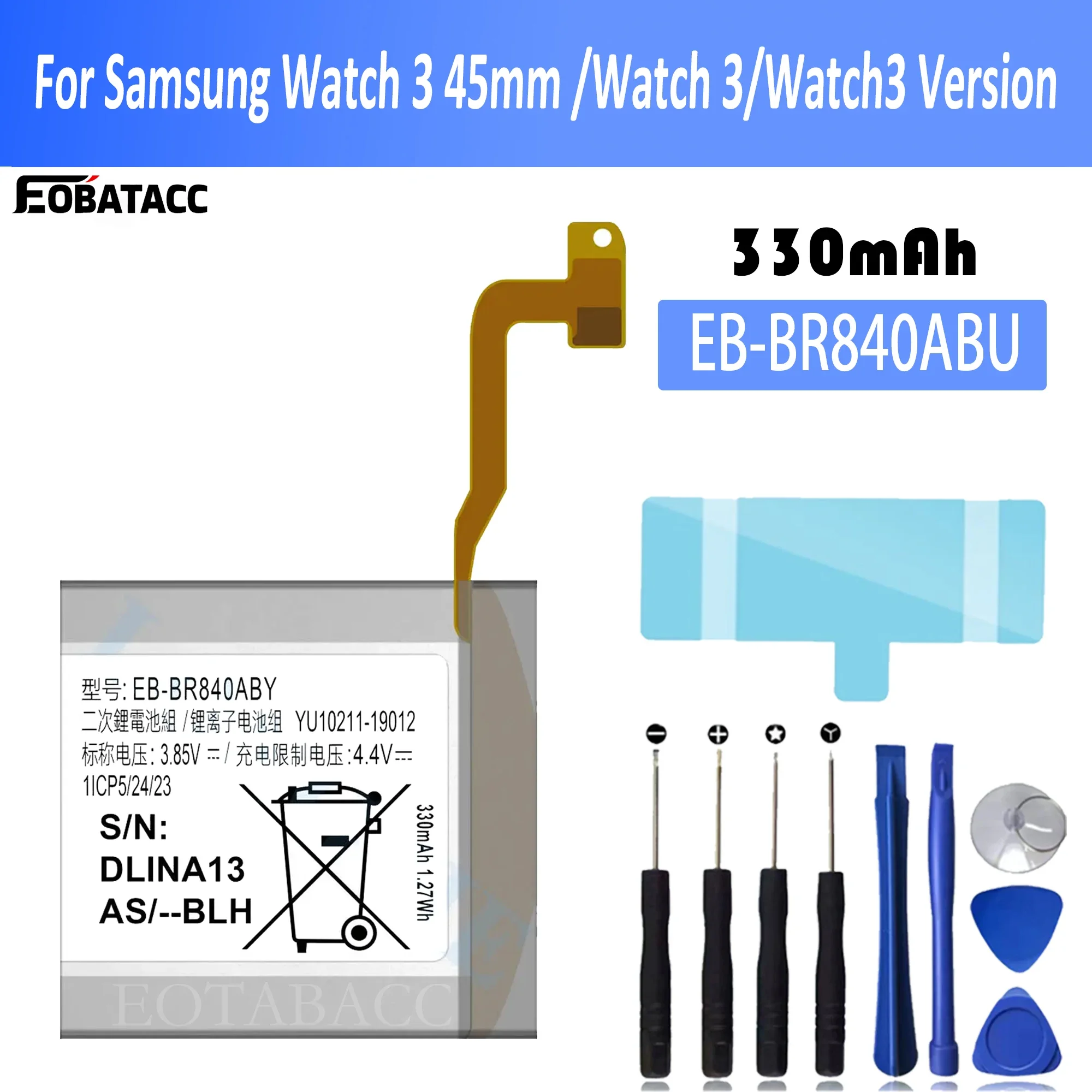 

EOTABACC New 100% High Quality EB-BR840ABY Battery For For Samsung Galaxy Watch 3 45MM SM-R840 R845 SM-R845F Smart Watch Bateria