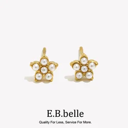 New In Exquisite Zircon Pearl Mini Flower Stud Earrings Sweet Tarnish Free Stainless Steel Earrings Jewelry for Women