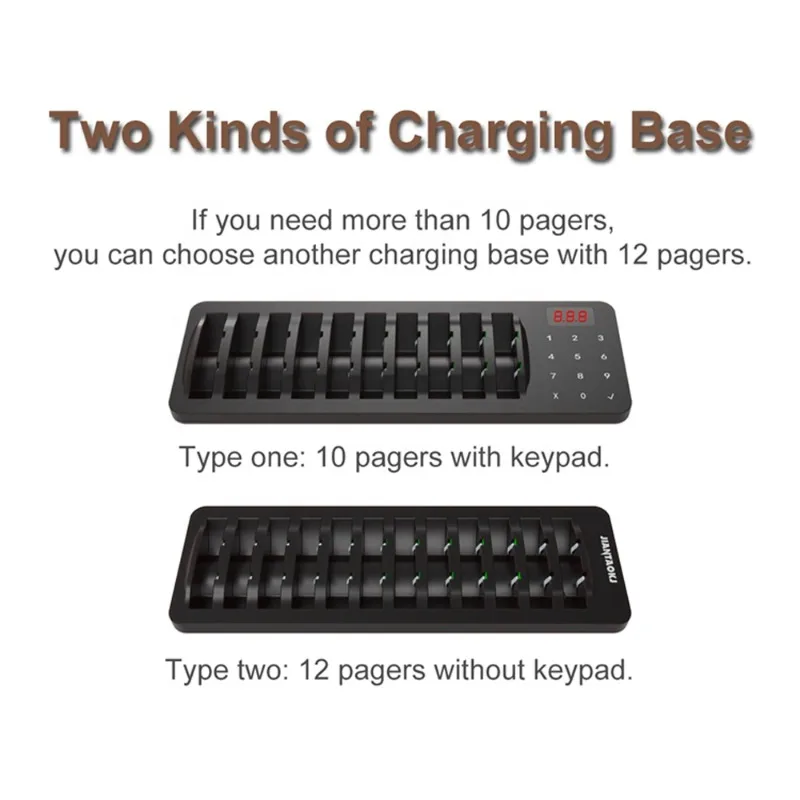 Strong Signal Queue Paging Beeper Waterproof Vibrating 1 Base 10 Buzzers Wireless Waiter Calling System Call Pager Restaurant
