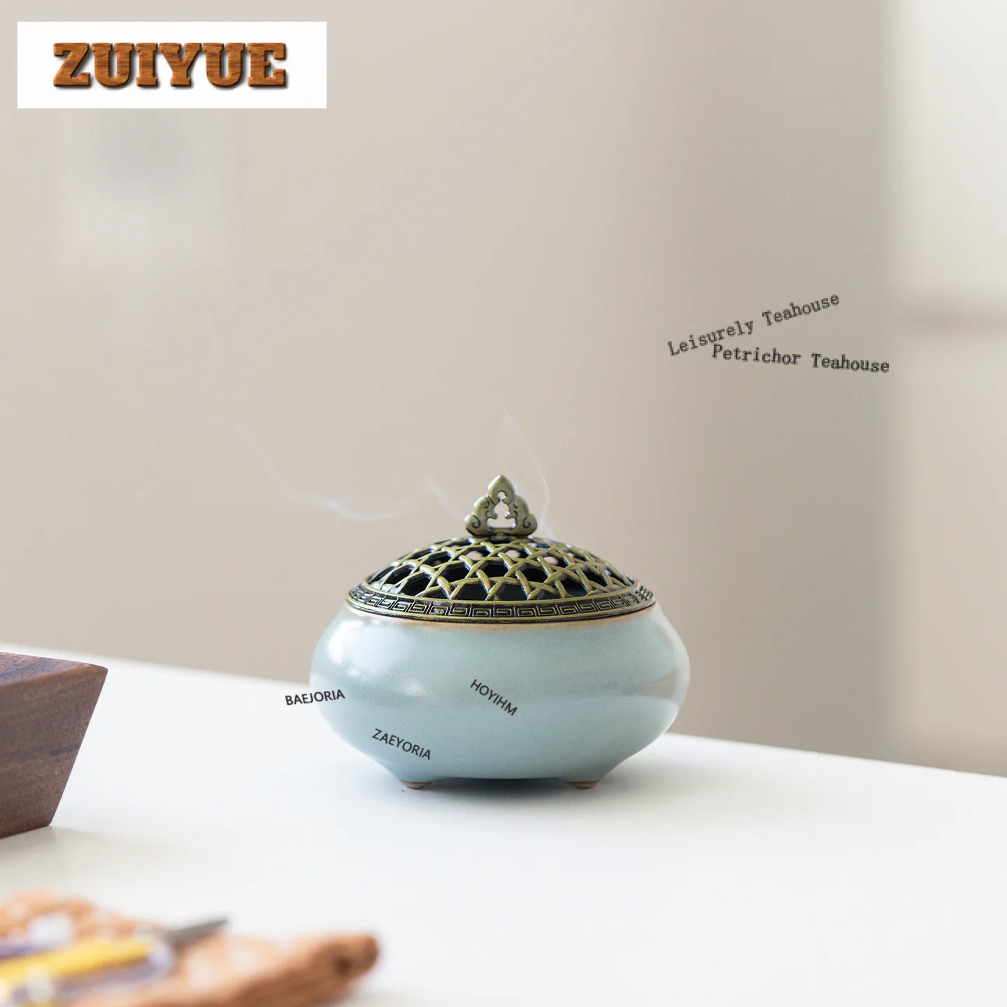 Azure Ru Kiln Incense Holder Incense Smoke Waterfall Incense Burners Meditation Censer Tea Ceremony Accessories Decoration