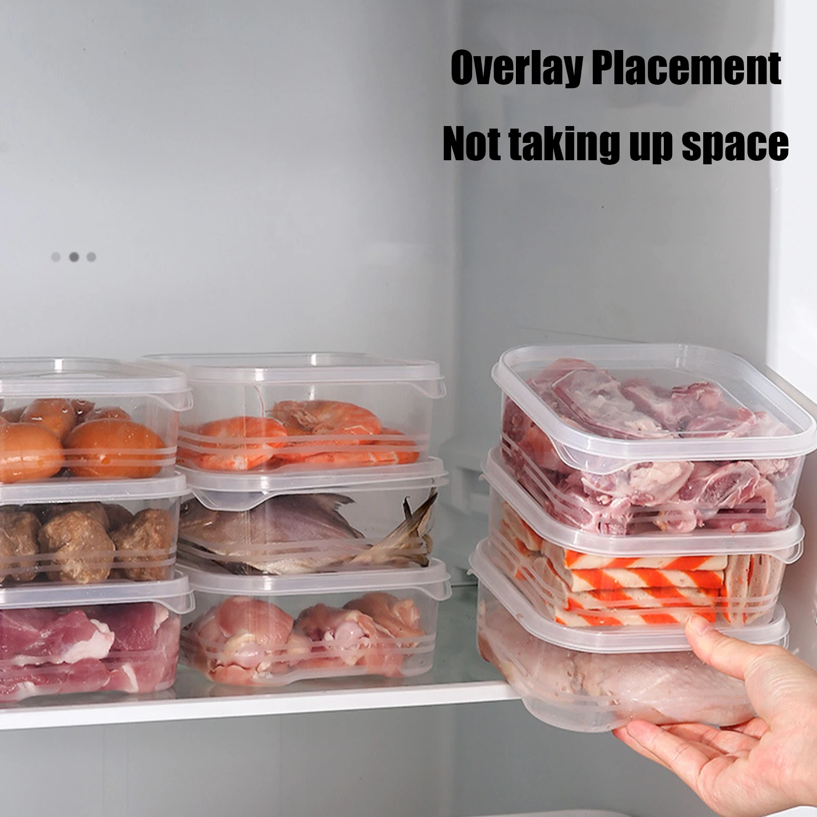 2/4Pcs 350ml Refrigerator Frozen Meat Storage Box Fresh-keeping Box Superimposed Organizadores Food Storage Containers