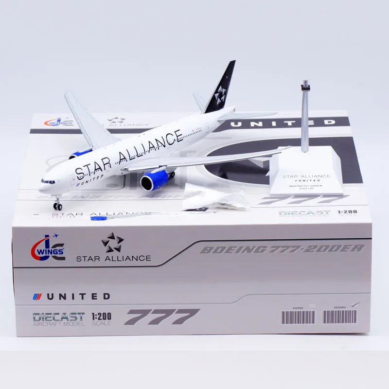 XX20285A Alloy Collectible Plane Gift JC Wings 1:200 United Airlines Boeing B777-200ER Diecast Aircraft Model N218UA Flaps Down