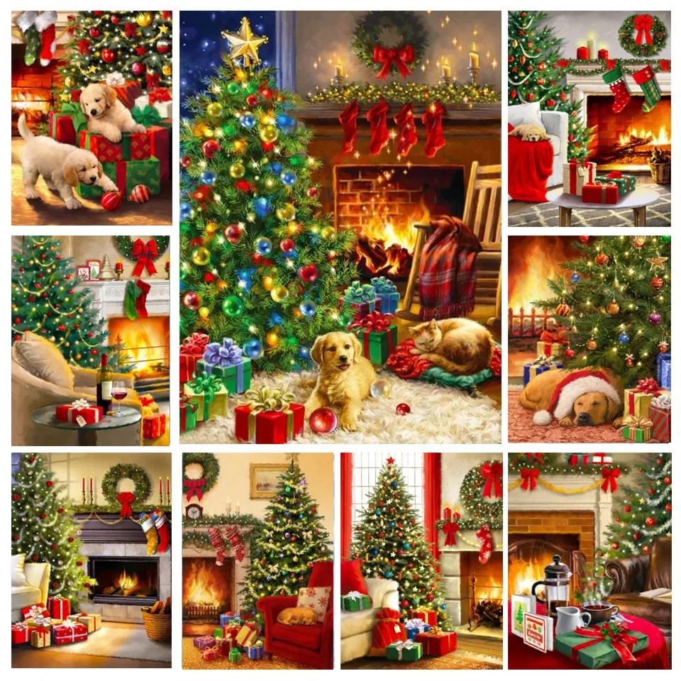 New Santa Claus 5D Gnome Diamond Painting Kits Embroidery Christmas Socks Dog Sale Bonfire Landscape Mosaic Tree Home Decor W111