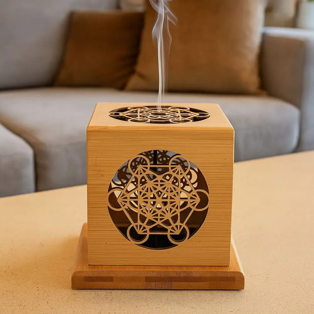 Bracket Bamboo  Burner Anti-Scald with Cover Sage  Box Hollow Out Sandalwood  Base Plate Home