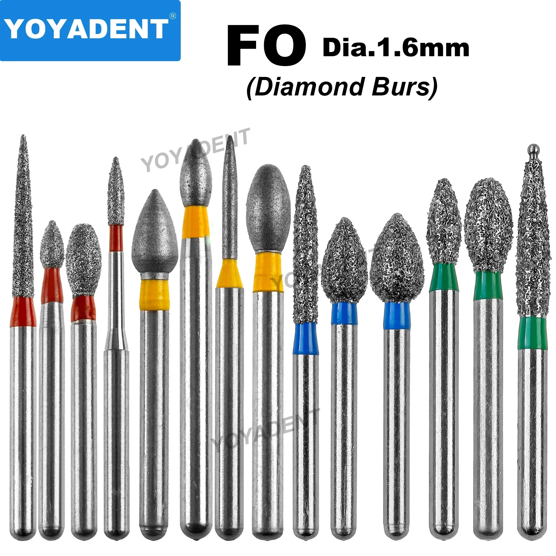 

10Pcs/Pack FO Type Diamond Burs Drill Flame Ogival End High Speed Bur FG 1.6mm