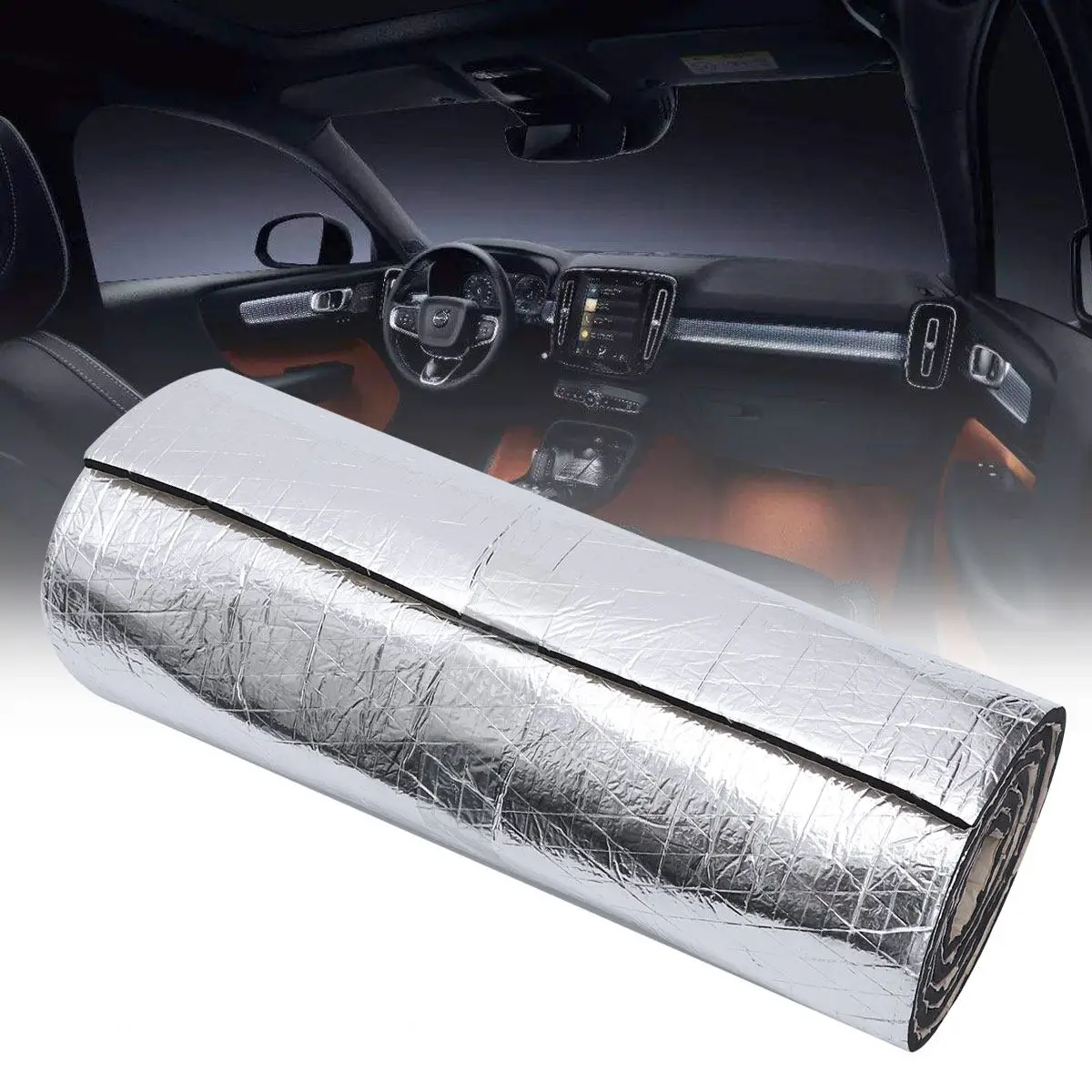 1 Roll 50x100cm 10Mm Aluminum Foil Car Heat Sound Deadener Sound Insulation Cotton Roll Clean Odorless Non Corrosive Easy Fit