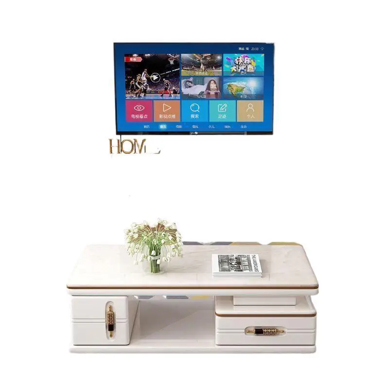#Slate marble TV cabinet coffee table combination customer modern simple floor cabinet direct sales lengthened light luxury smal