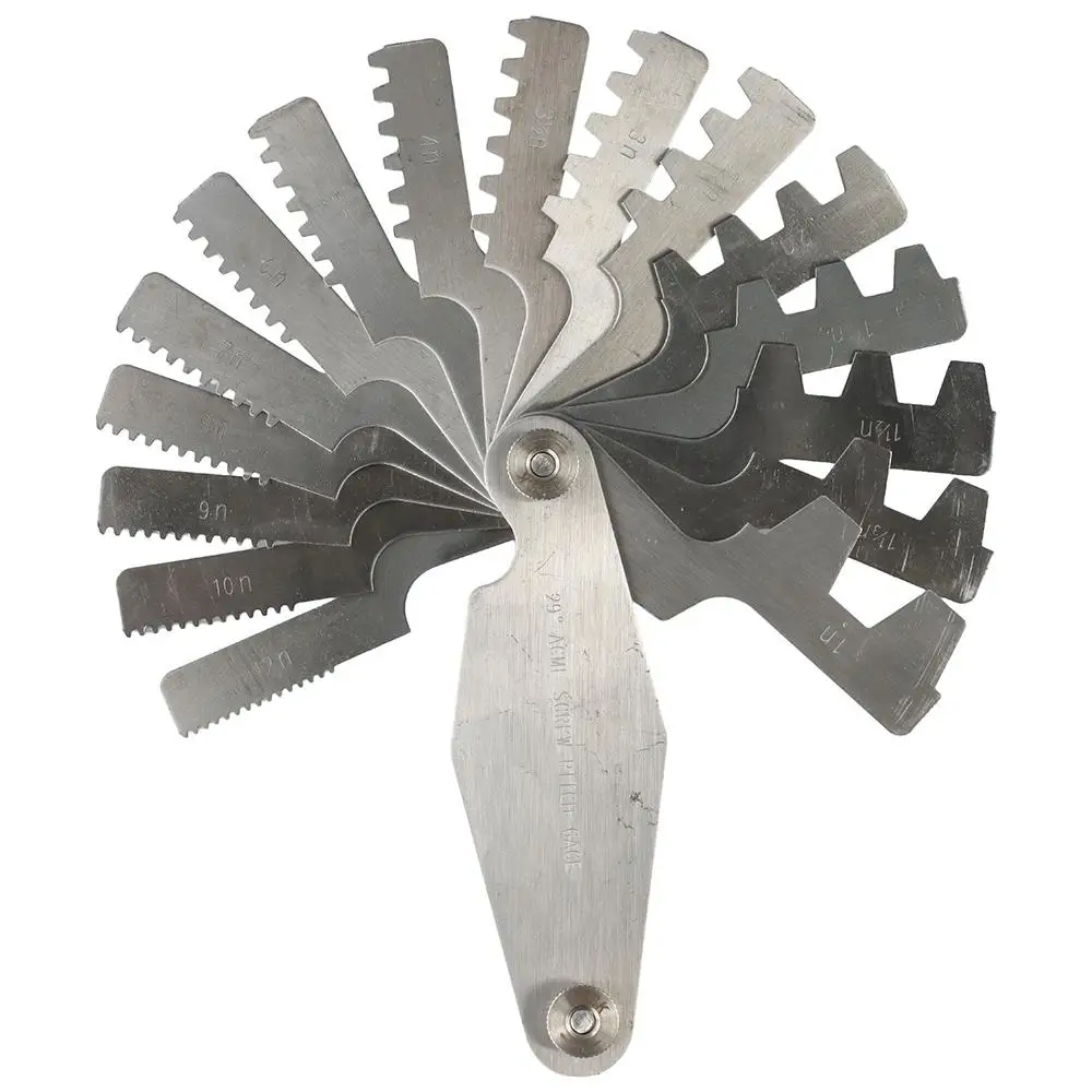 

29 Degree Acme Screw Pitch Gauge Stainless Steel T Shaped Thread Pitch Measuring Tool 16pcs T-Thread Cutting Gage Industrial
