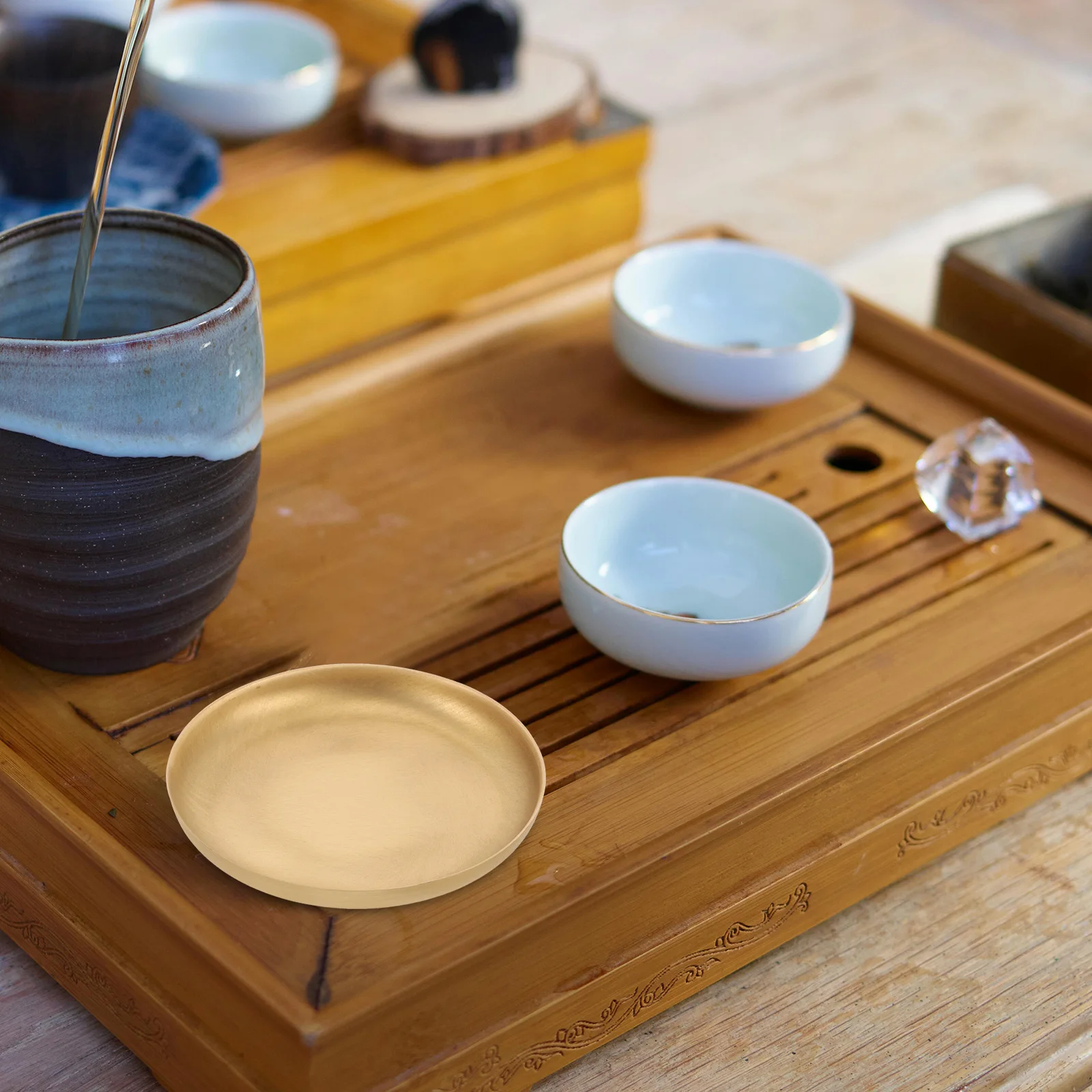 

Copper Coaster Round Cup Pad Drink Coaster Heat Resistant Simple Elegant Design for Dining Table Cup Coasters