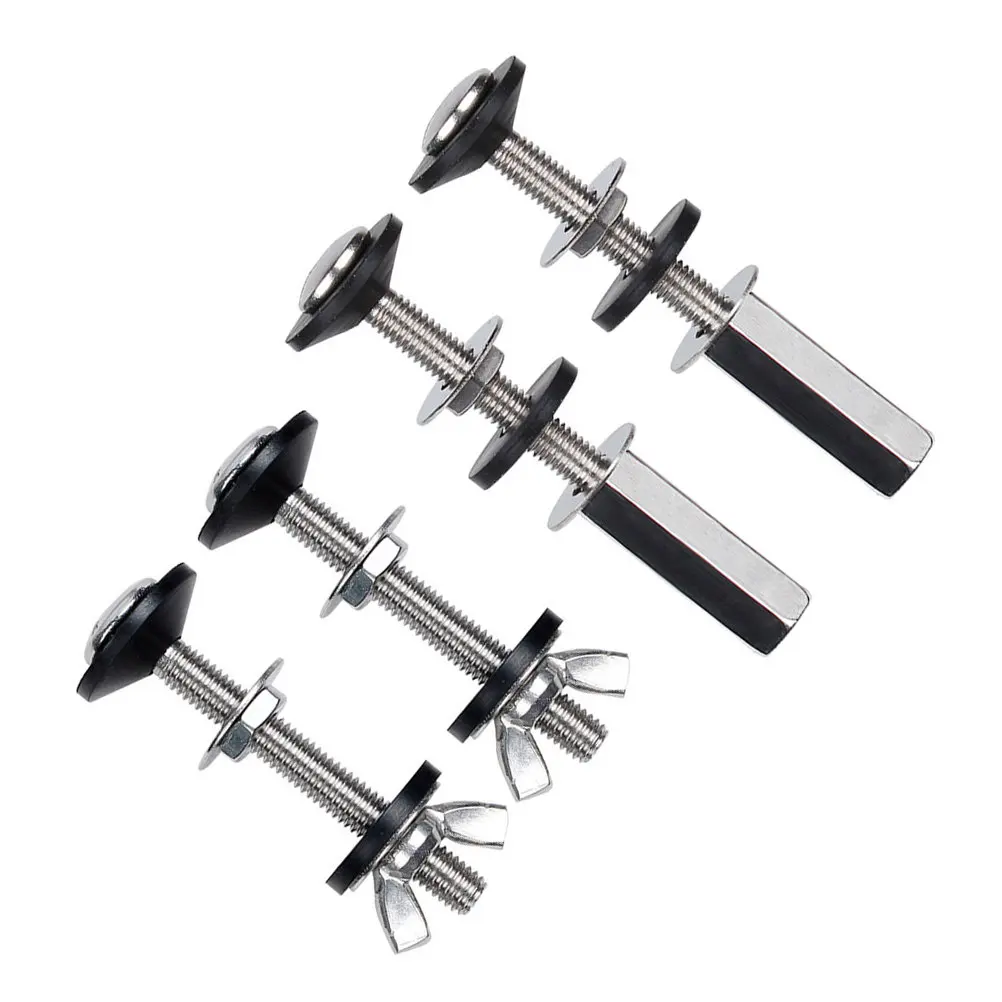 

2 пары болтов для крепления сиденья унитаза, из нержавеющей стали, с резиновыми вставками, прочные, устойчивые к коррозии, сменные крепежные винты для унитаза