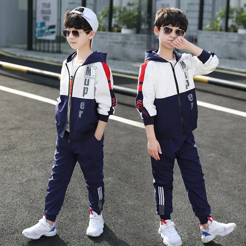 

2024 New CUHK Boys Bomb Street Fashionable and Handsome Clothes: Sports and Leisure Spring and Autumn Two-Piece Set