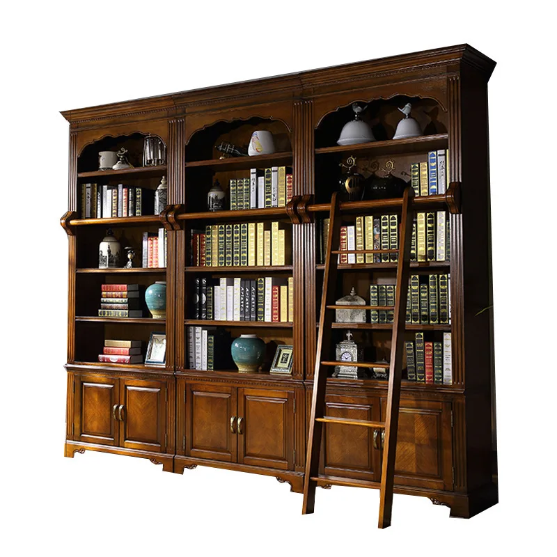 LTT American Solid Wood Bookcase Large Capacity Bookshelf Solid Wood Floor Locker