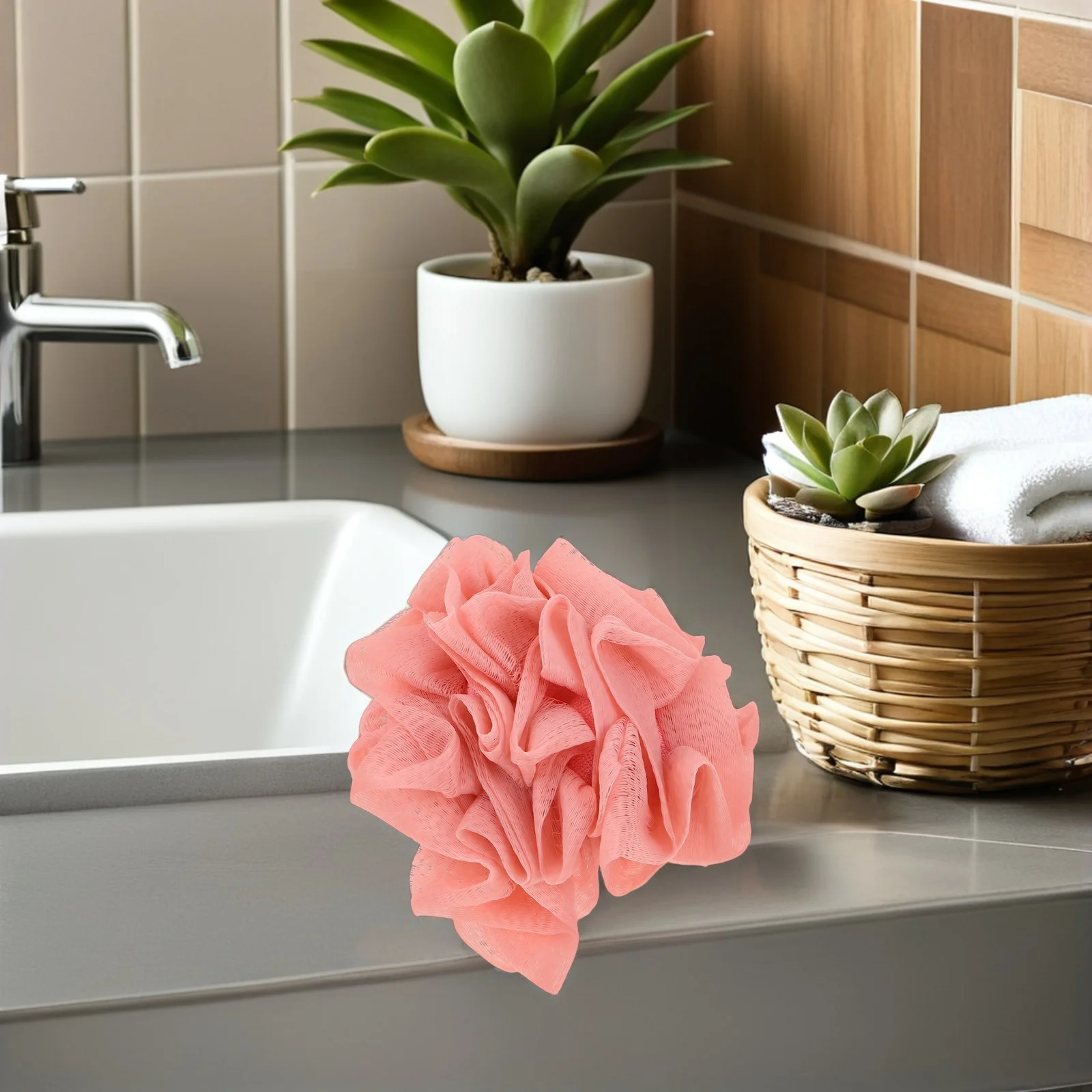 

4Pcs Shower Loofah Mesh Ball Exfoliating Bath Sponge Foaming Pouf Body Scrubber Soap Bag Gentle Skin Cleaning Adult Spa