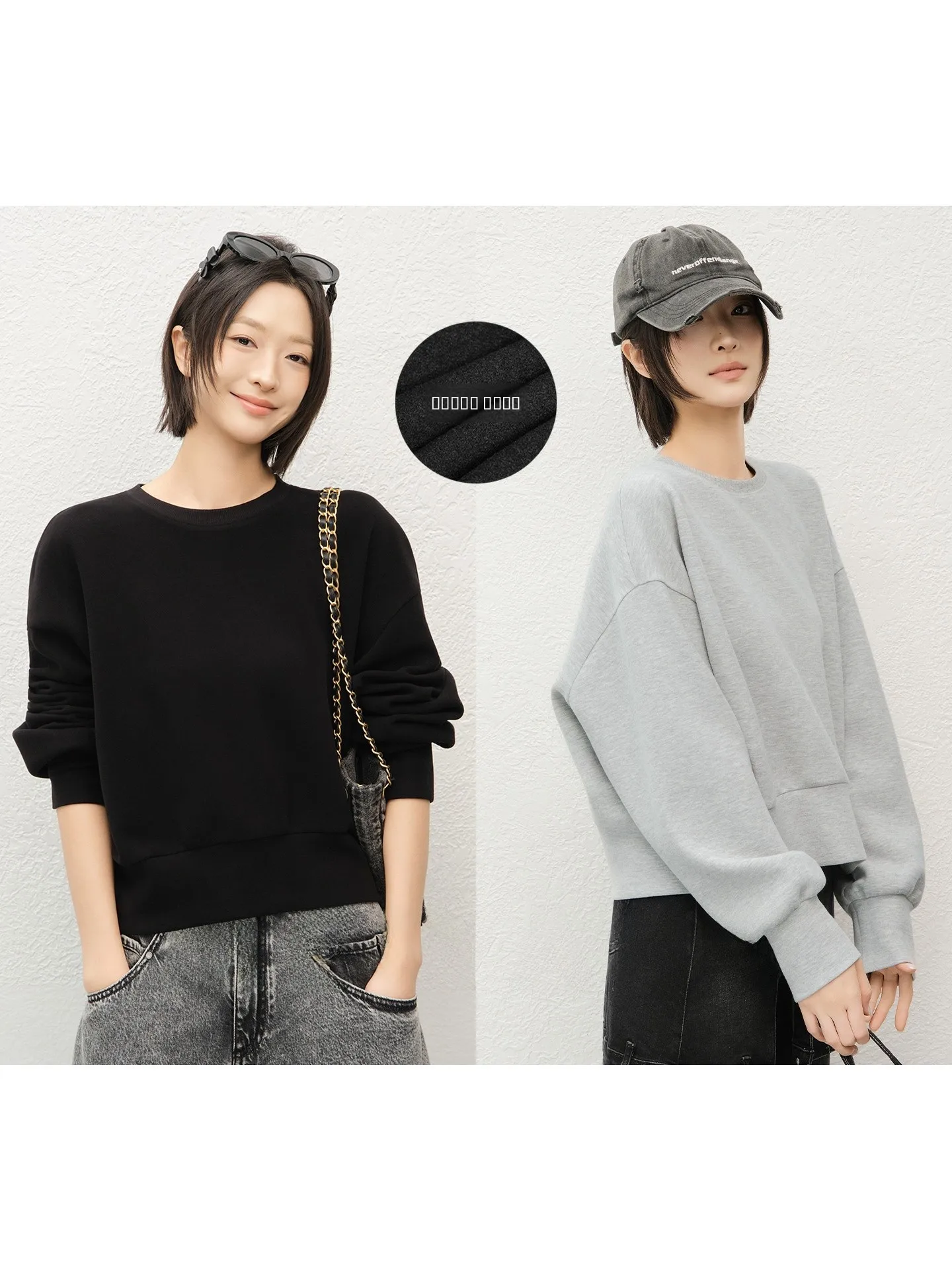 

MeiYang Almond Oats Six Hoodie Fce round Ne Warmth Password Jaet Women's Loose Fit Long Sve ort Length Commute Sle