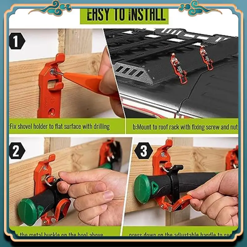 

Новейший 6-компонентный держатель лопаты для багажника на крышу автомобиля, комплект держателей топора, багажник на крышу, красный металл для грузовика, лодки, военная техника и инструменты