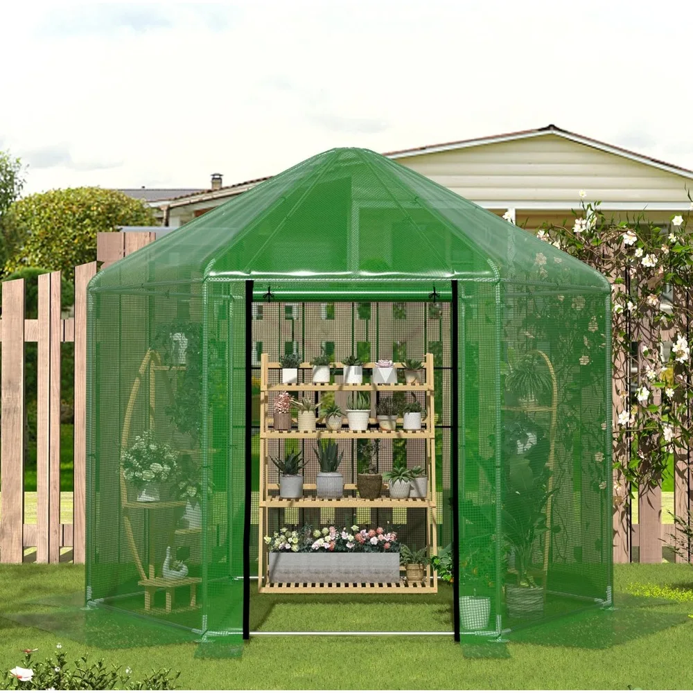 Greenhouses for Outdoors, Heavy-Duty Green House for Outside, Walk in Winter Greenhouse with 180g Double Layer PE Cover