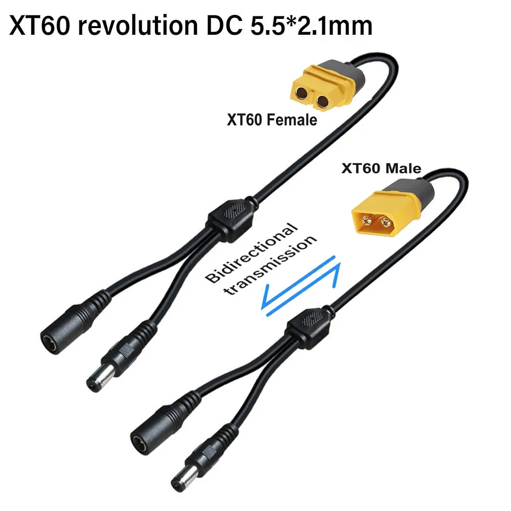 Solar Connection Line XT60 Male/Female Connector To Two DC5521 Power Cable Adaptor For Car Battery Charging Adapter Cord - view 3