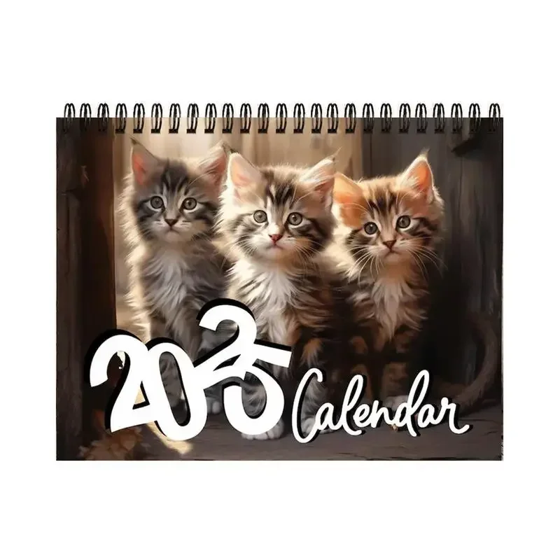 2025 Fashion Cat Calendar Moonphase Daily Notepad 12 Month Wall Calendar Funny Cat Calendar Cute Dog Calendar with Glasses