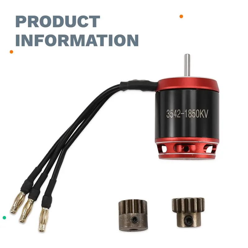 WOWFU-For 1/10 RC Crawler Axial SCX10 90046 TRX4 D90 Upgrade Compatible 3542 1850Kv Outrunner Brushless Motor With 11T 15T Pinio