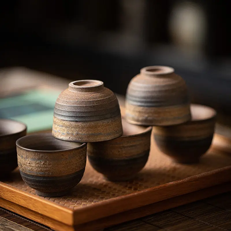 Vintage Handmade Ceramic Teacup Japanese Style Retro Tea Cup Stoneware Tea Set Home Tea Bowl Master Cup - Premium Quality Craft