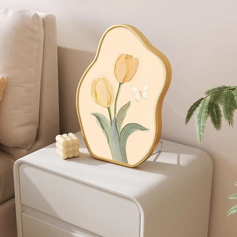 

10-inch, 10x25cm French-style Cream Tulip Pearl Flower Decorative Painting. Wall Decoration Piece for Bedside Table