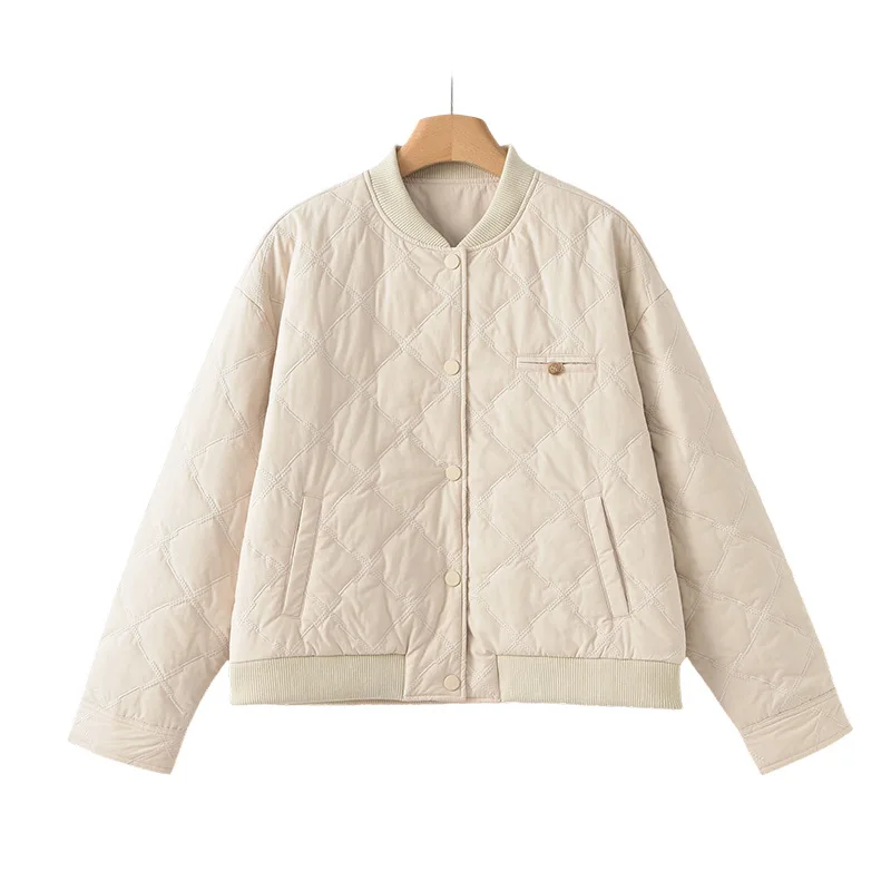 

Стеганая куртка-бомбер женская осенне-зимняя короткая куртка