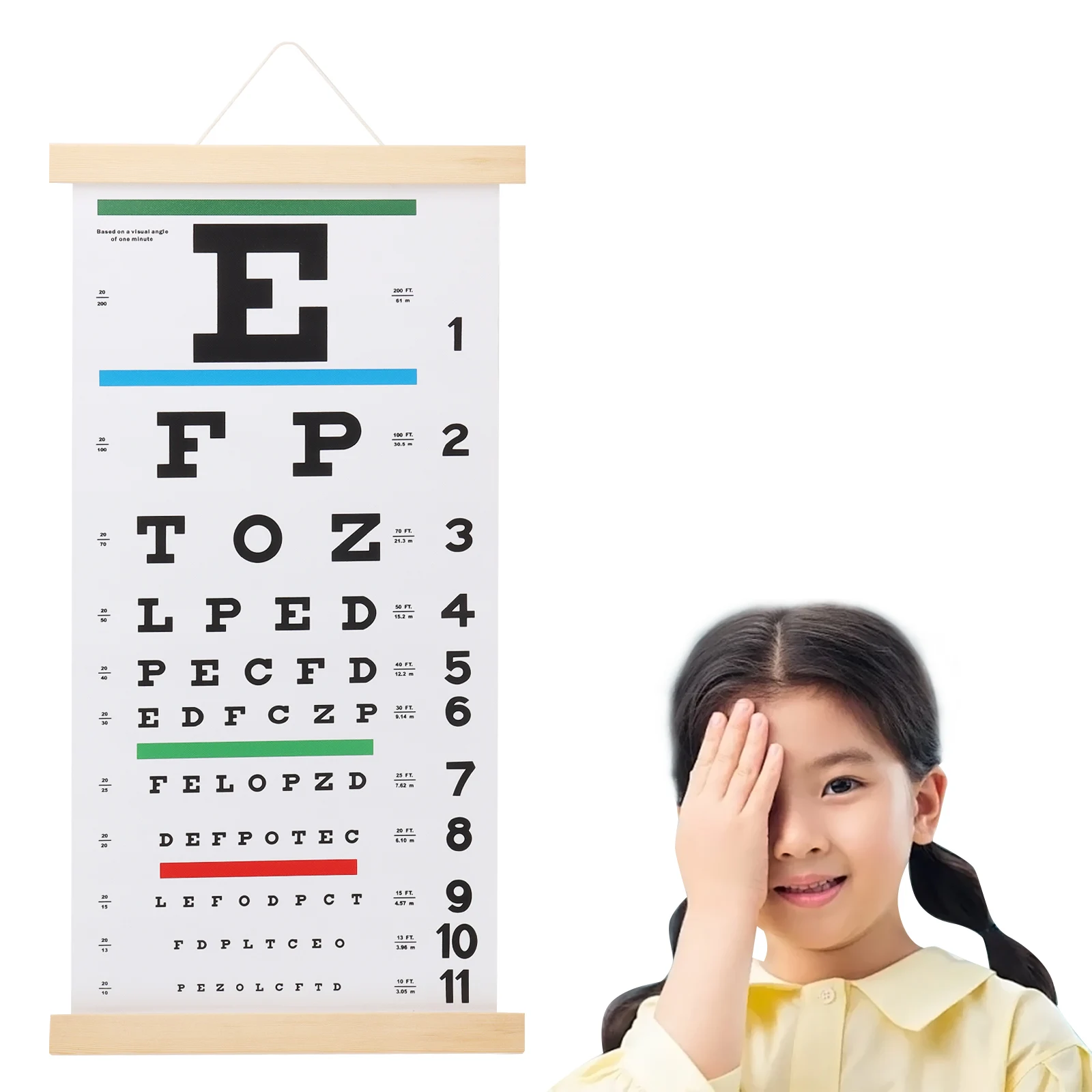 3pcs/pack Eye Charts Non-Reflective Visual Acuity Test Wall Chart Eye Exams for Hospital Home Kids Vision Schedule 22x11 Inches